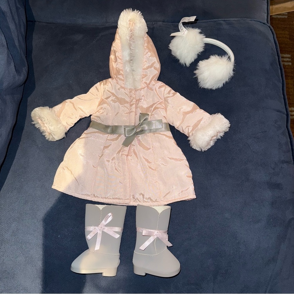 American Girl Pink Hooded Winter Coat outfit